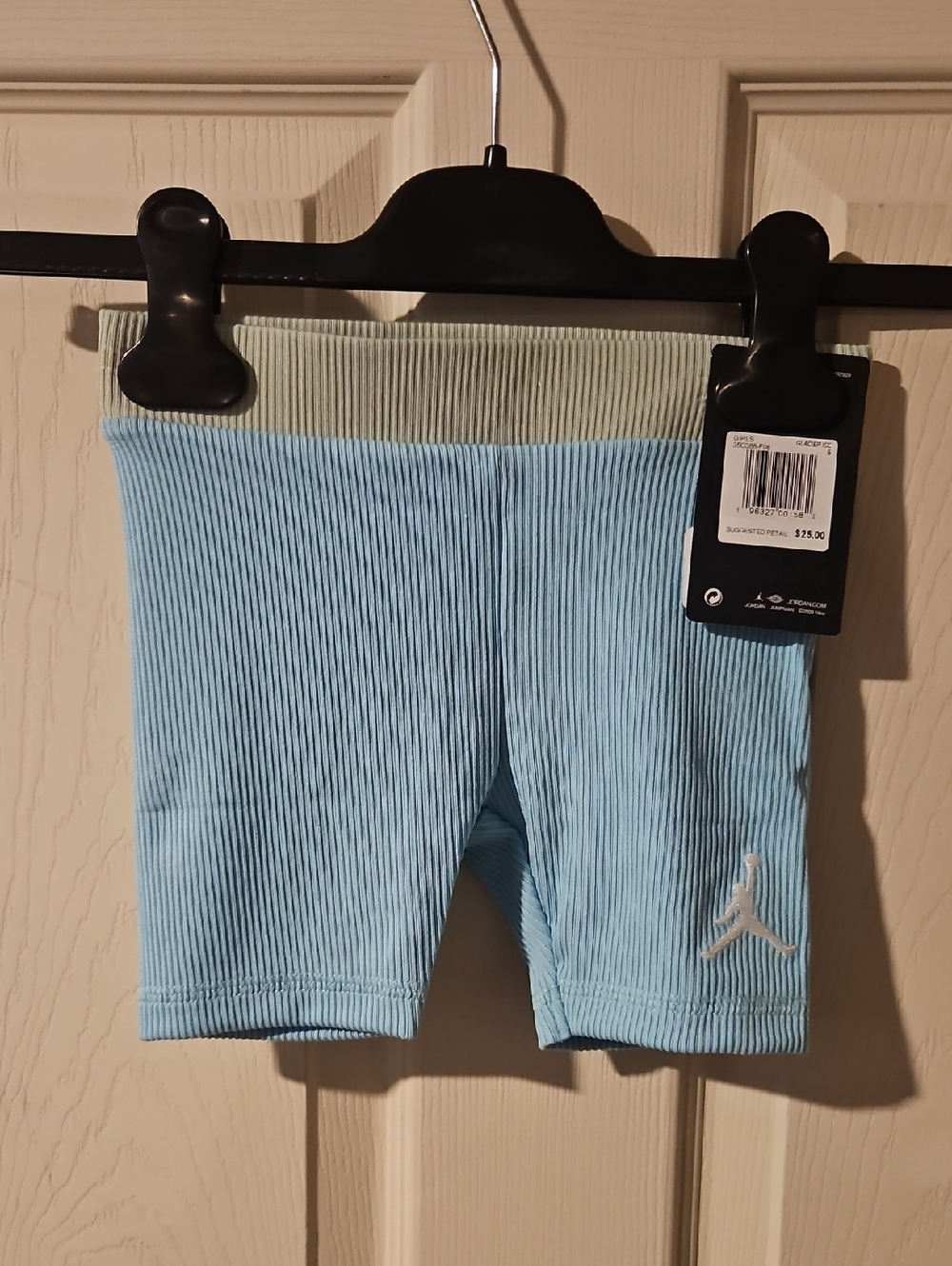 JORDAN GIRLS RIBBED SHORTS: GLACIER ICE (BLUE/GREEN): NEW WITH TAGS: SIZE 5 - Picture 1 of 4